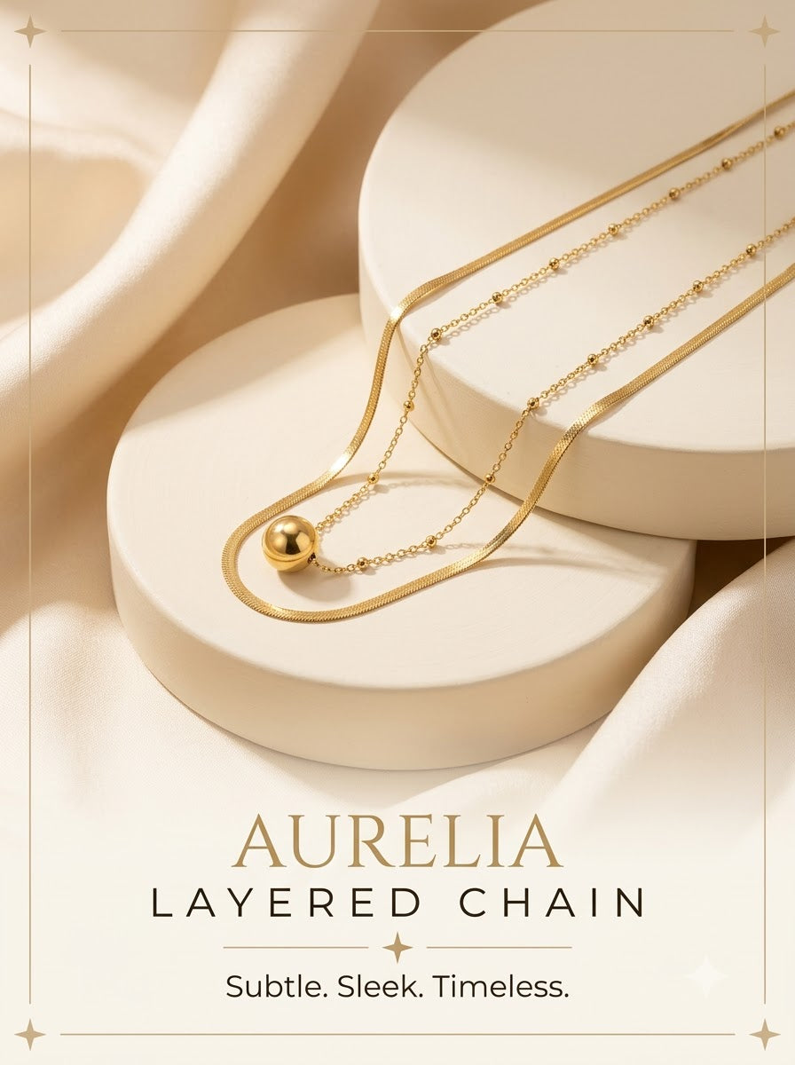 Aurelia Layered Chain - hero on ivory pedestal
