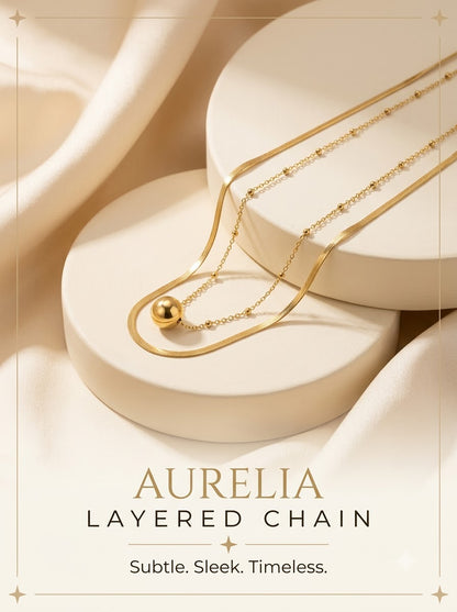 Aurelia Layered Chain - hero on ivory pedestal