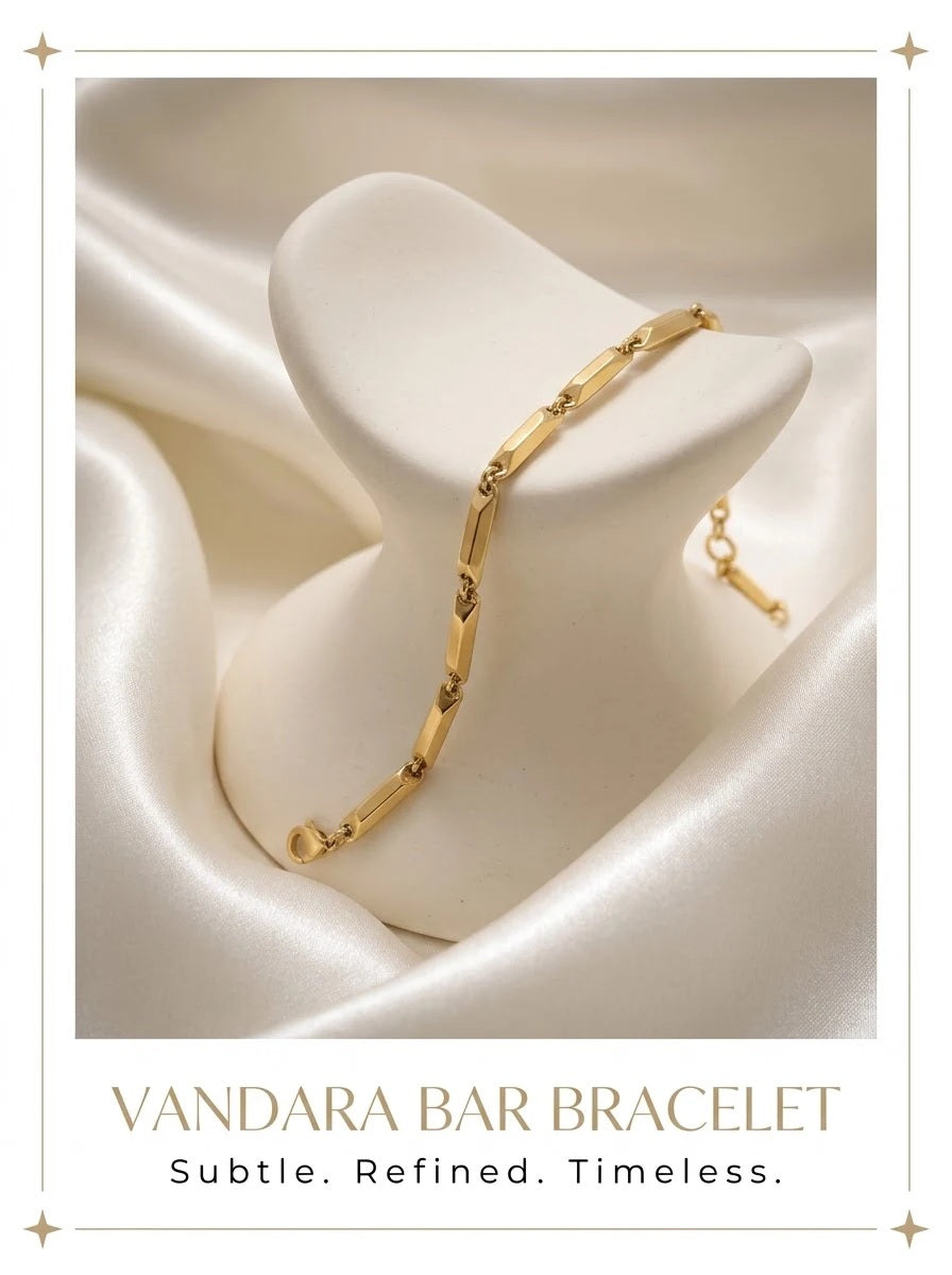 Vandara Bar Bracelet 24k gold tone faceted bar link bracelet