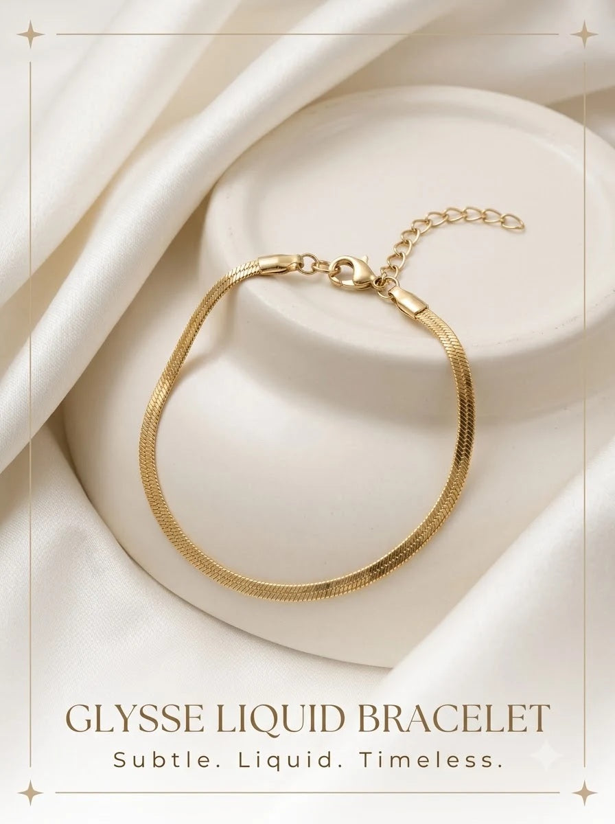 Glysse Liquid Bracelet 24k gold tone flat snake mesh bracelet
