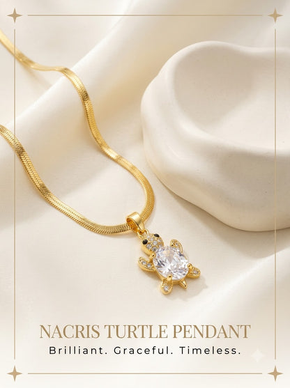 Nacris Turtle Pendant 24k gold tone turtle with faceted crystal shell