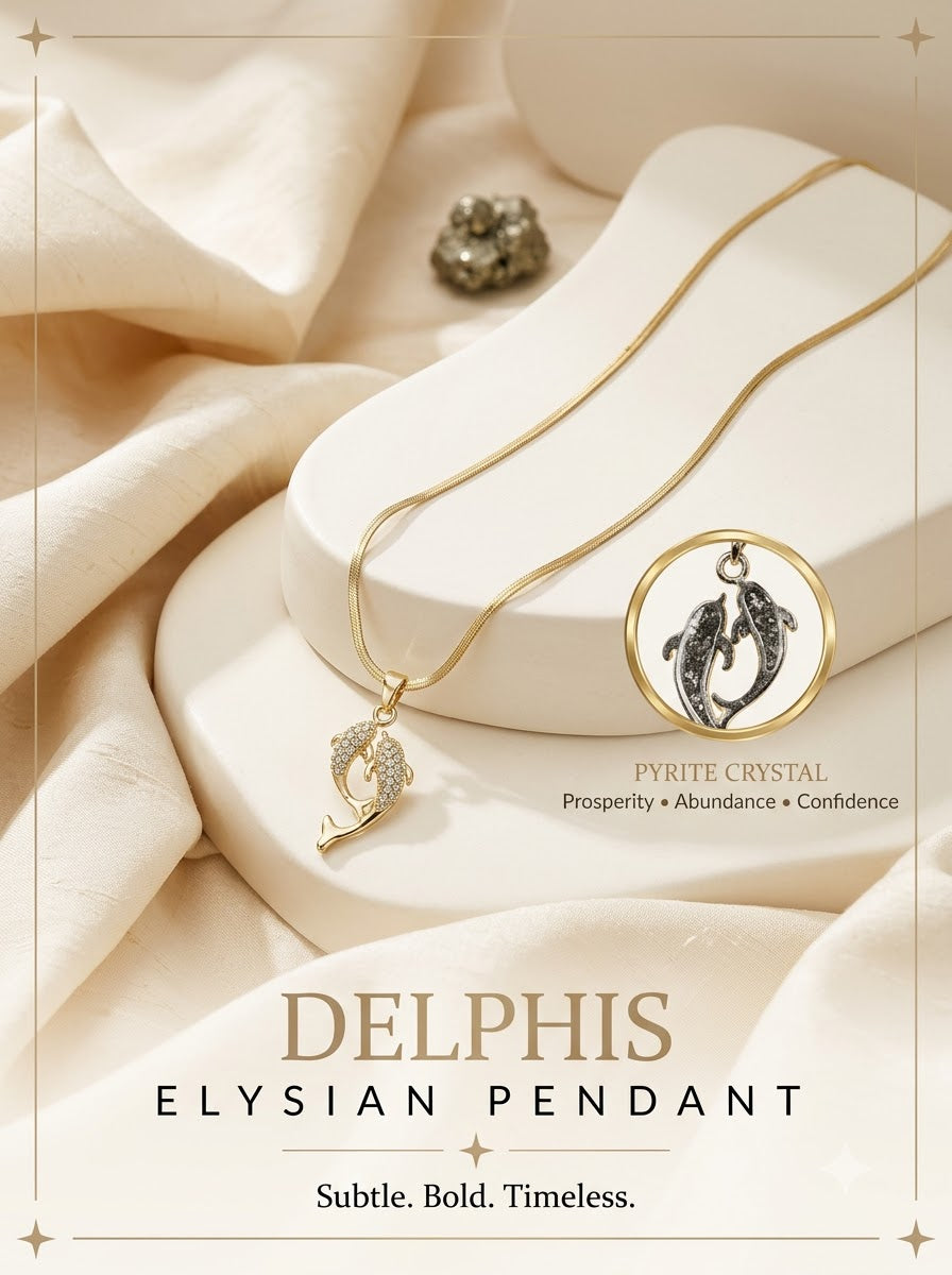 Delphis Elysian Pendant - hero on ivory silk
