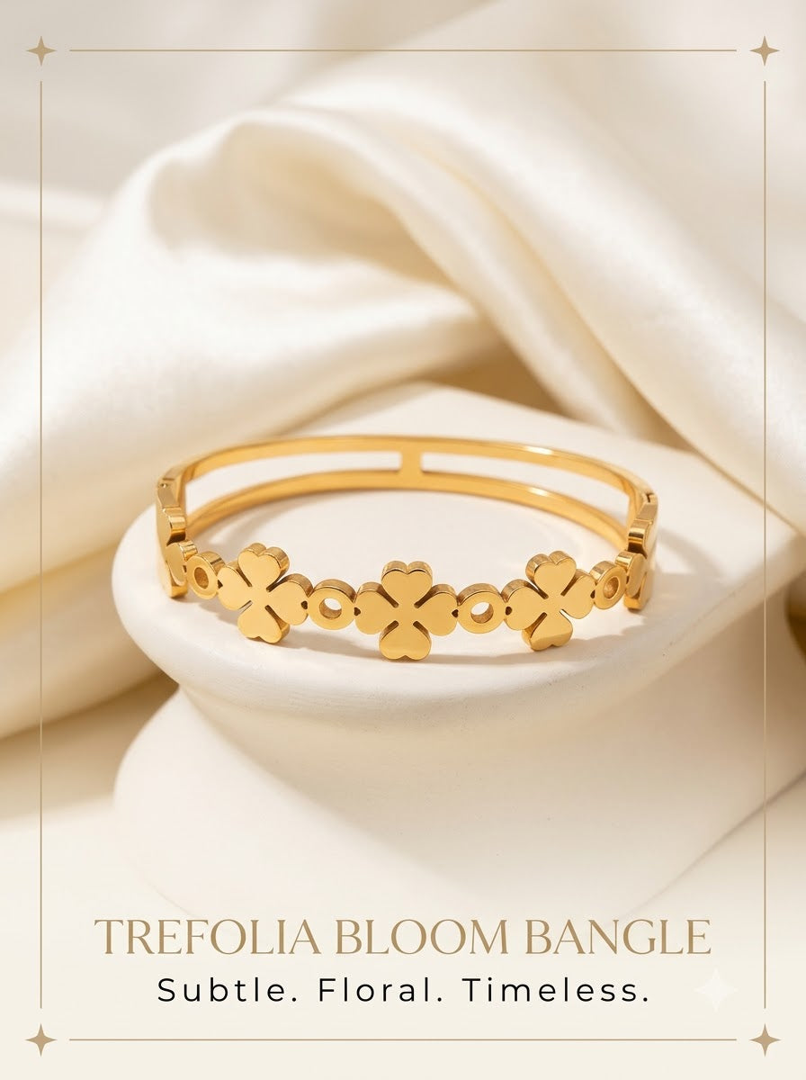 Trefolia Bloom Bangle 18k gold tone clover garland bangle