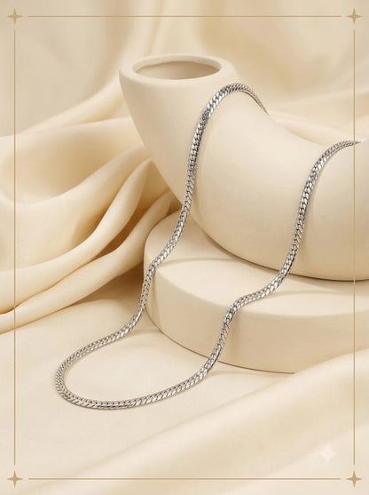 Valens Silver Chain braided flat curb necklace