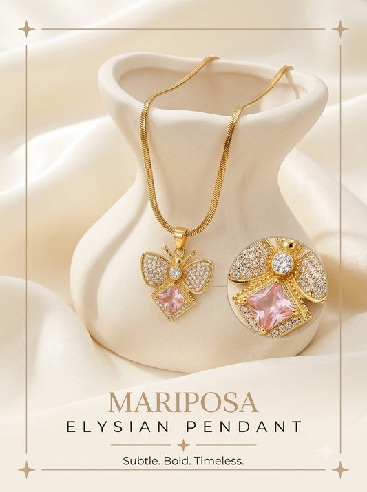 Mariposa Elysian Pendant - hero on ivory silk