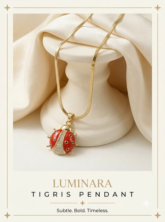 Luminara Tigris Pendant - hero on ivory silk