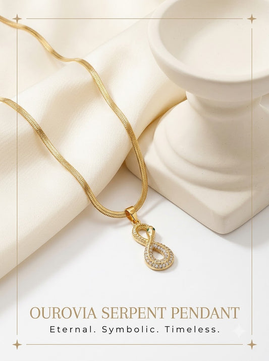 Ourovia Serpent Pendant 24k gold tone snake coiled into an infinity loop