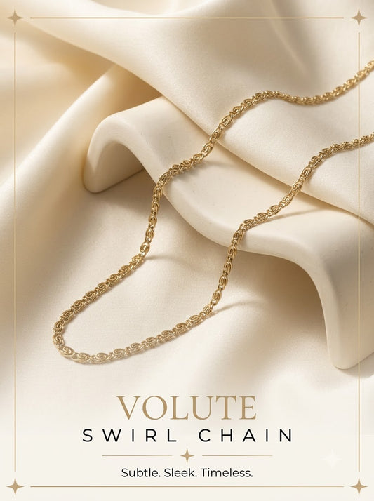 Volute Swirl Chain - hero on ceramic pedestal