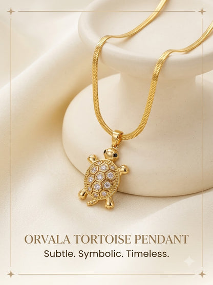 Orvala Tortoise Pendant 24k gold tone tortoise with pave crystal shell