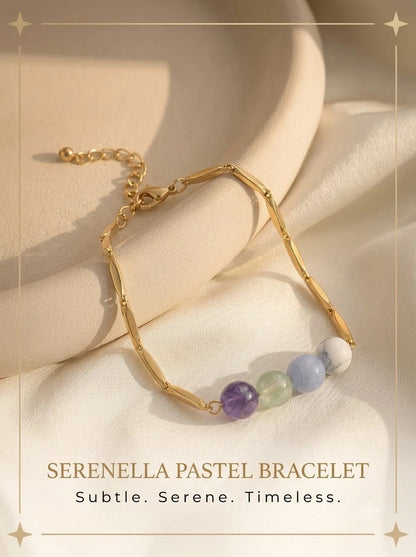 Serenella Pastel Bracelet 24k gold tone rice chain with calming crystal beads