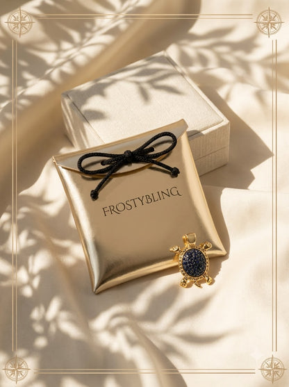 Orvala Tortoise Pendant in the Frosty Bling champagne-gold gift pouch