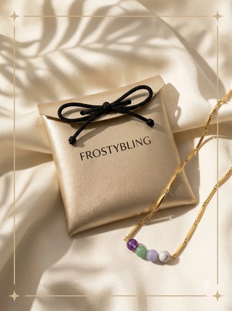 Celeste Pastel Chain in the Frosty Bling champagne-gold gift pouch