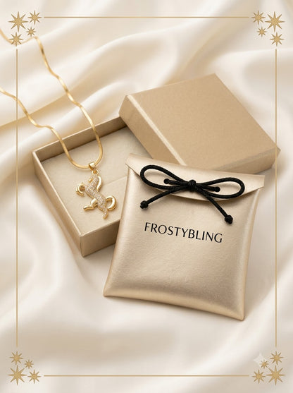 Equara Stallion Pendant in the Frosty Bling champagne-gold gift pouch