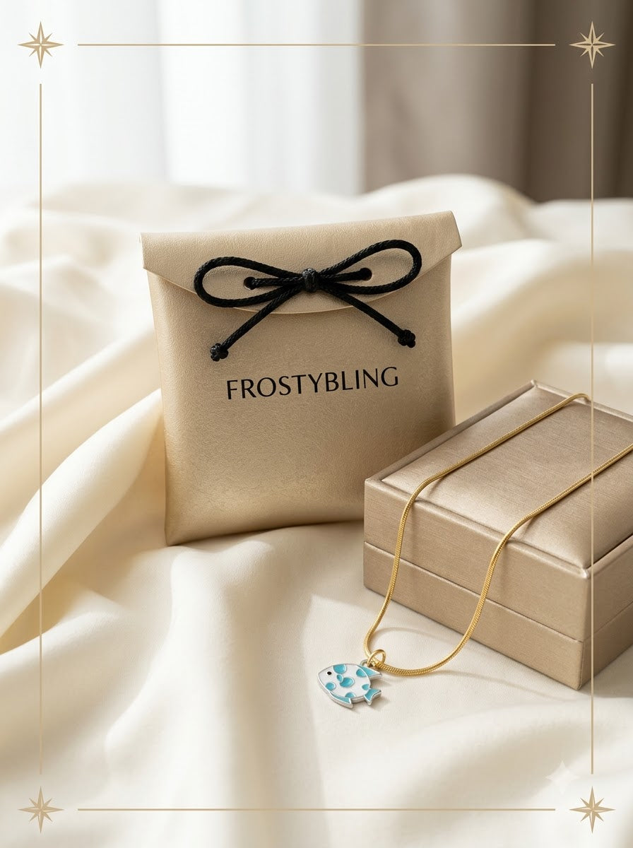 Marisol Fish Pendant in the Frosty Bling champagne-gold gift pouch