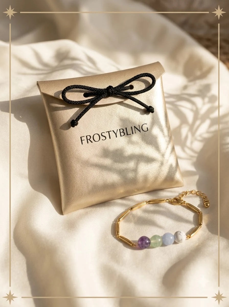 Serenella Pastel Bracelet in the Frosty Bling champagne-gold gift pouch