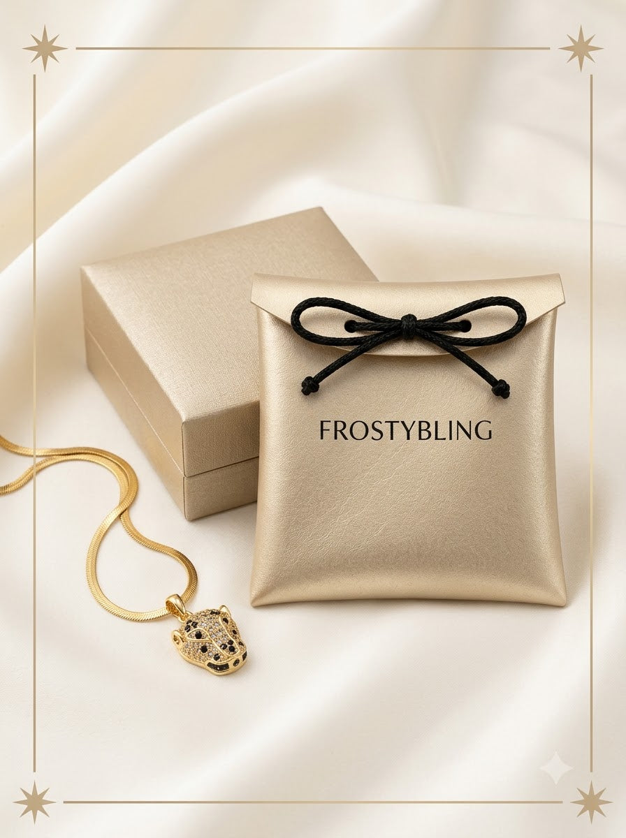 Regalis Panther Pendant in the Frosty Bling champagne-gold gift pouch