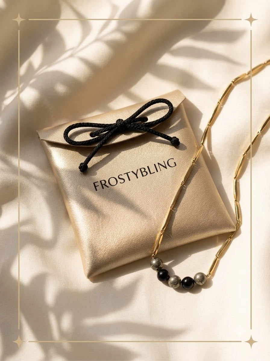 Koros Crystal Chain in the Frosty Bling champagne-gold gift pouch