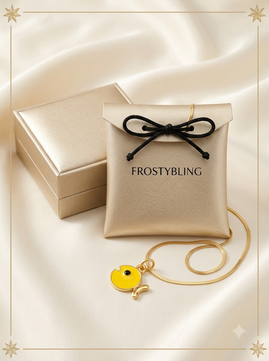 Soleia Fish Pendant in the Frosty Bling champagne-gold gift pouch