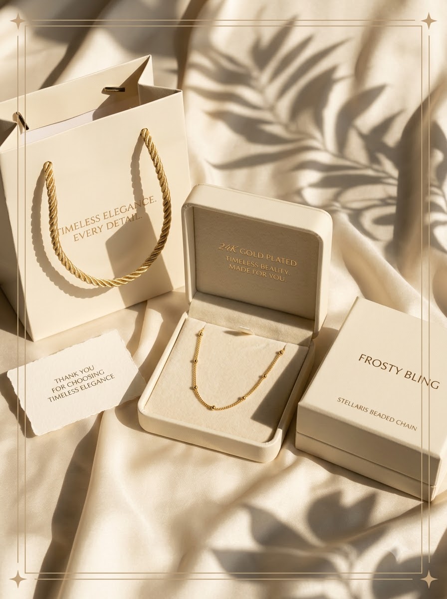 Stellaris Beaded Chain in Frosty Bling premium gift packaging