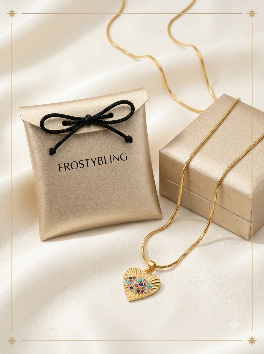 Amethia Eye Pendant in the Frosty Bling champagne-gold gift pouch