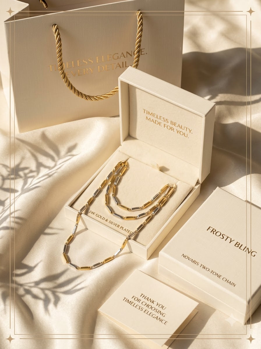Novaris Two-Tone Chain in Frosty Bling premium gift packaging
