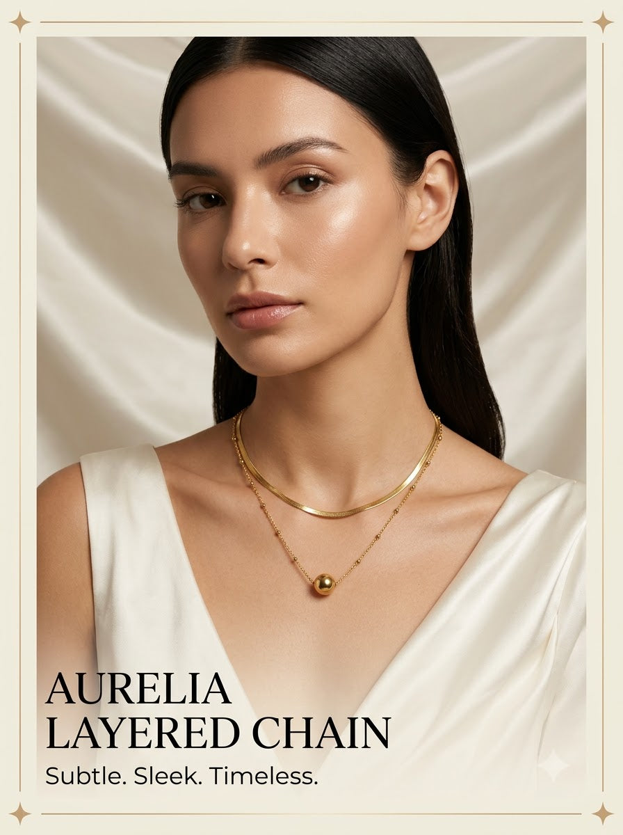 Aurelia Layered Chain - female model