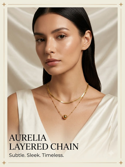 Aurelia Layered Chain - female model