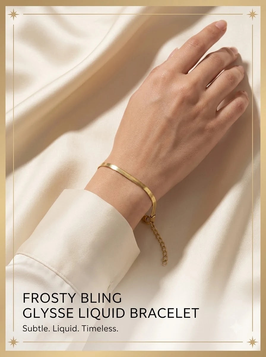 Female model wearing the Glysse Liquid Bracelet on the wrist