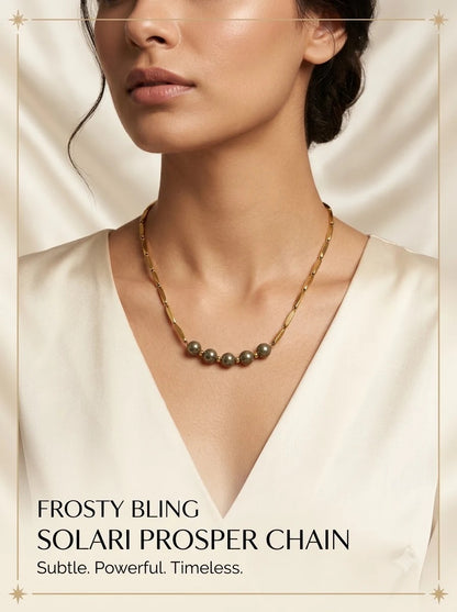 Female model wearing the Solari Prosper Chain