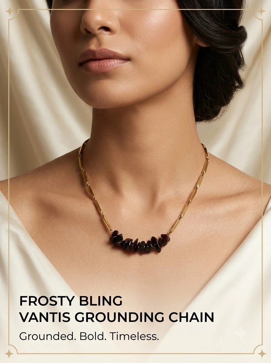 Female model wearing the Vantis Grounding Chain