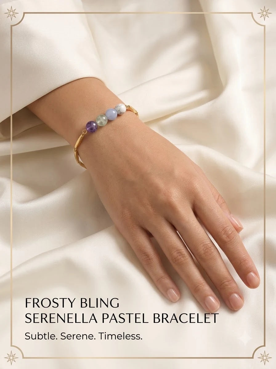 Female model wearing the Serenella Pastel Bracelet on the wrist