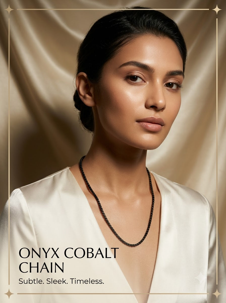 Onyx Cobalt Chain - female model