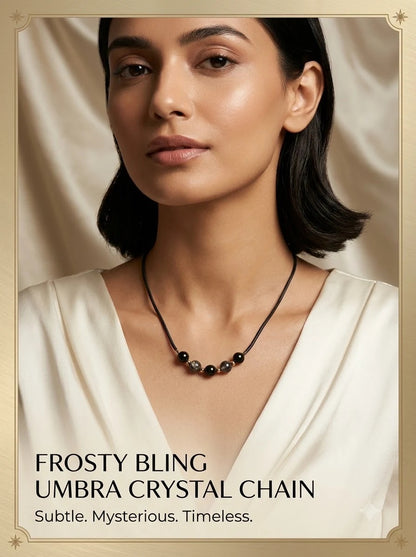 Female model wearing the Umbra Crystal Chain