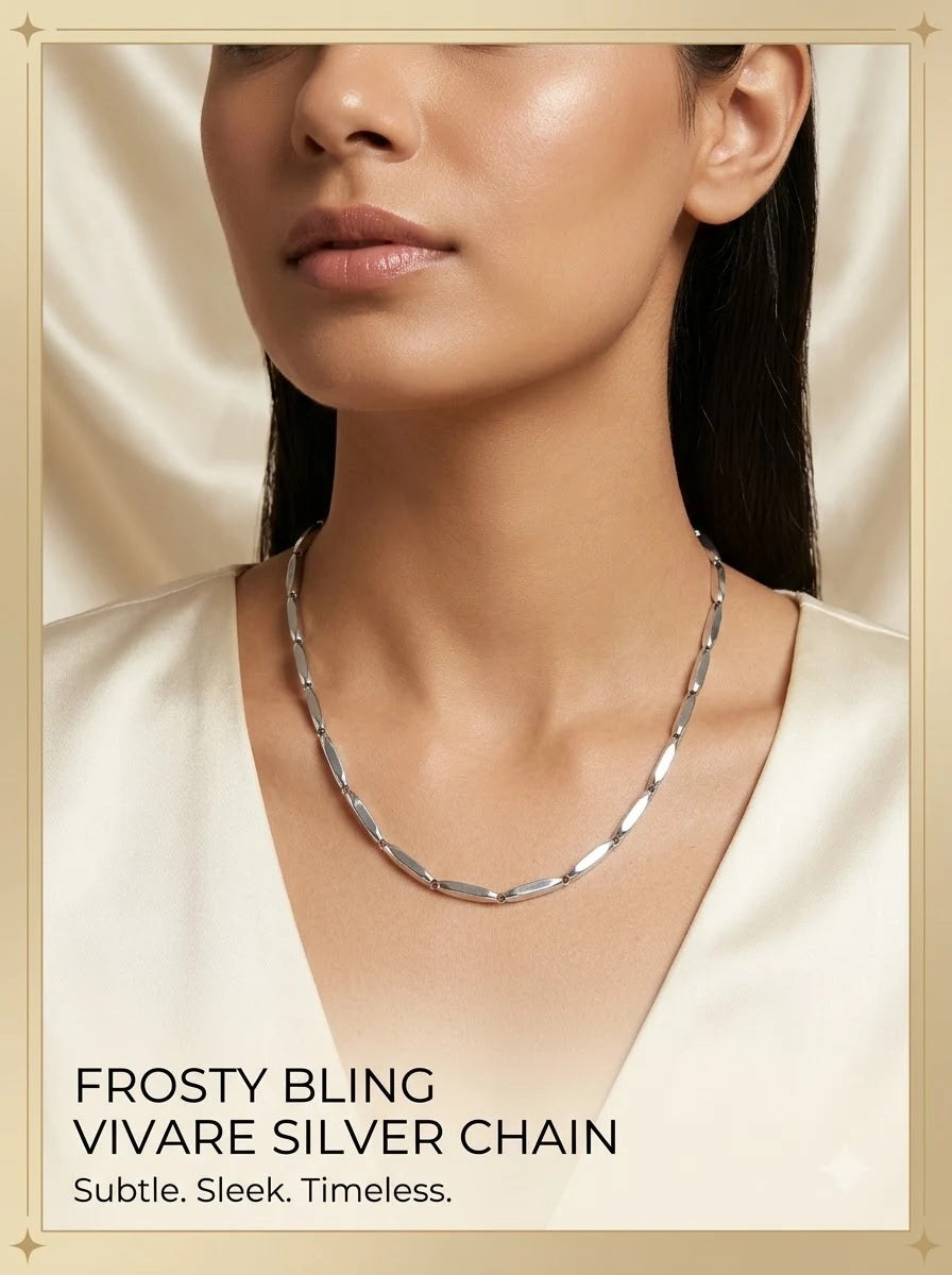 Female model wearing the Vivare Silver Chain