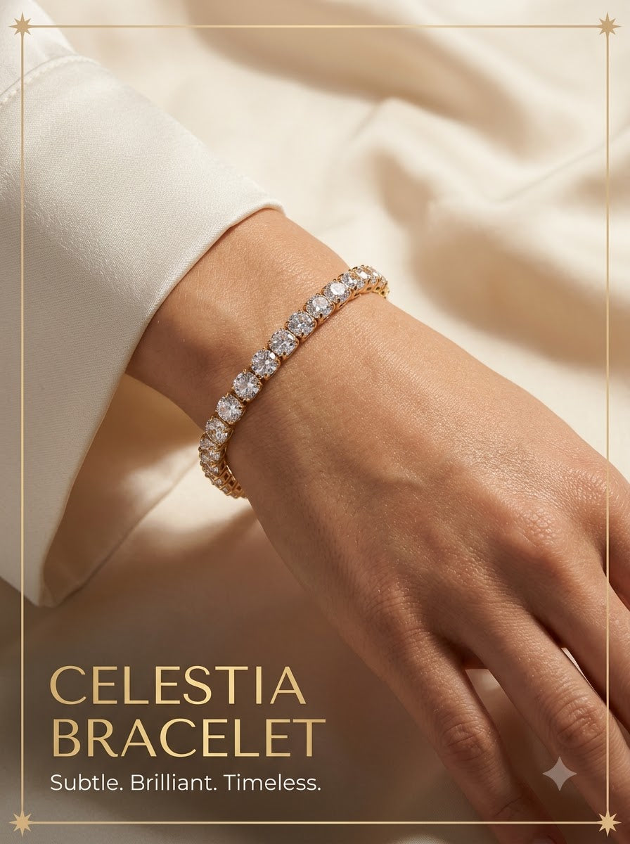 Celestia Tennis Bracelet - female model wrist