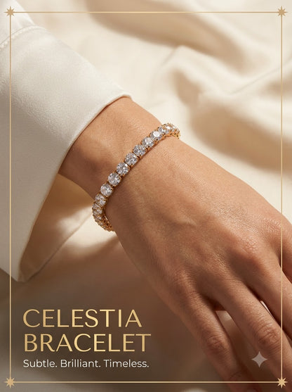 Celestia Tennis Bracelet - female model wrist