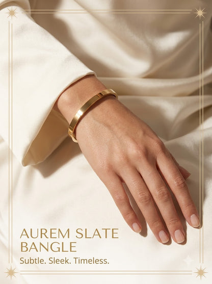 Aurem Slate Bangle - female model wrist