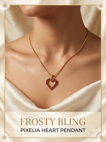 Female model wearing the Pixelia Heart Pendant