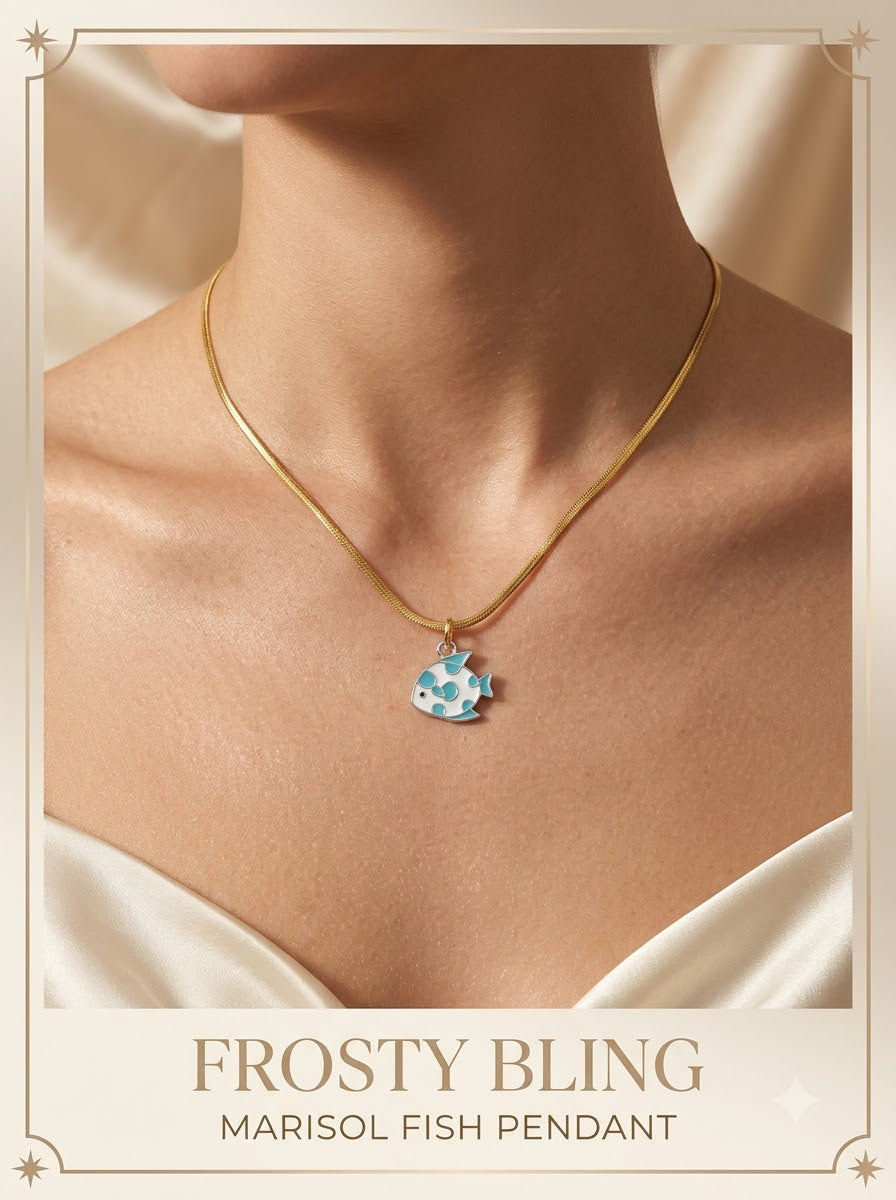 Female model wearing the Marisol Fish Pendant