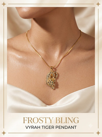 Female model wearing the Vyrah Tiger Pendant