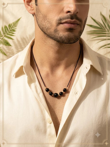 Male model wearing the Nocturne Shield Chain