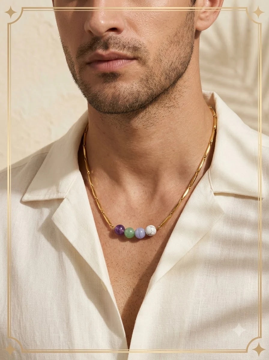 Male model wearing the Celeste Pastel Chain