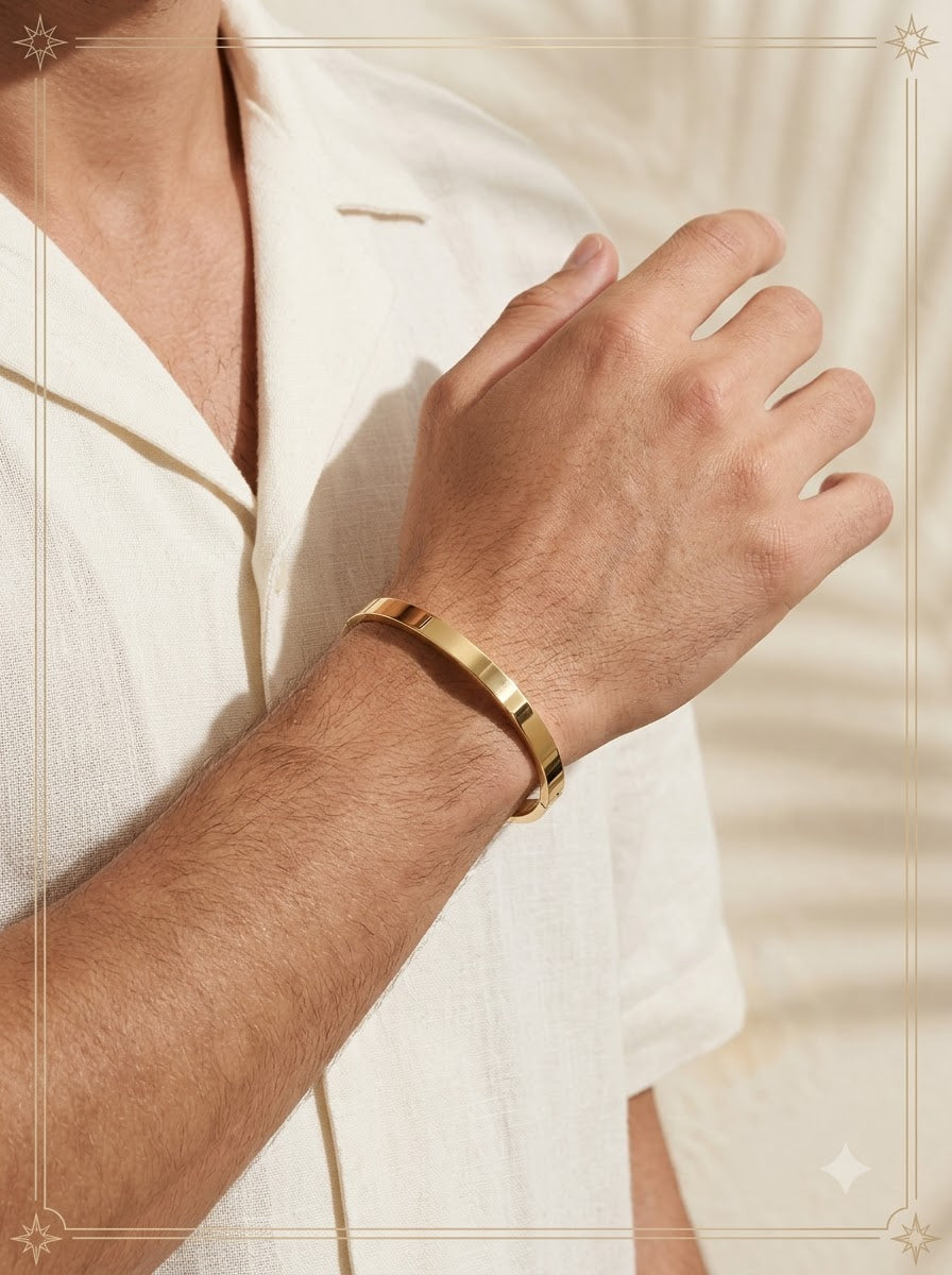 Aurem Slate Bangle - male model wrist