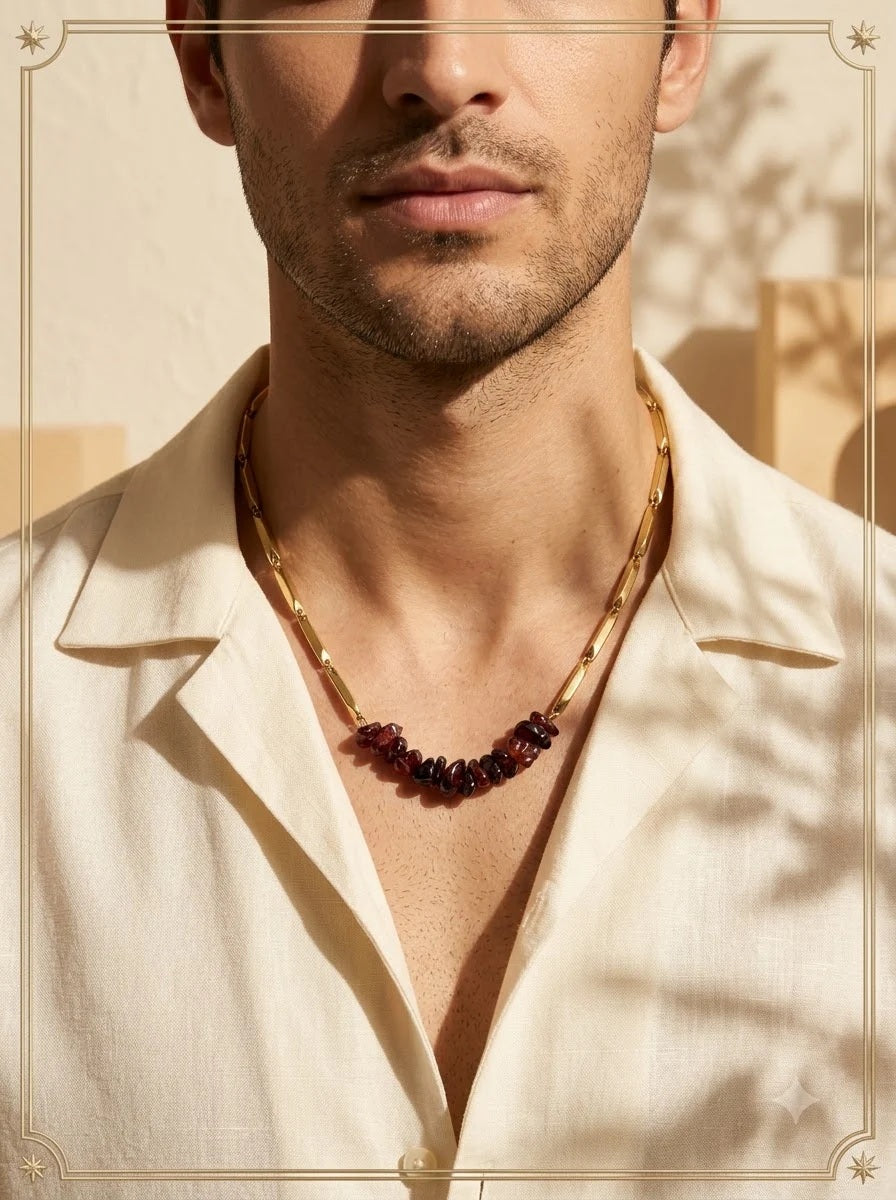 Male model wearing the Ruboris Passion Chain