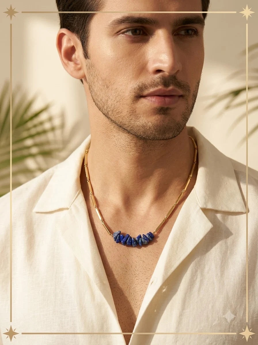Male model wearing the Lapisia Royal Chain