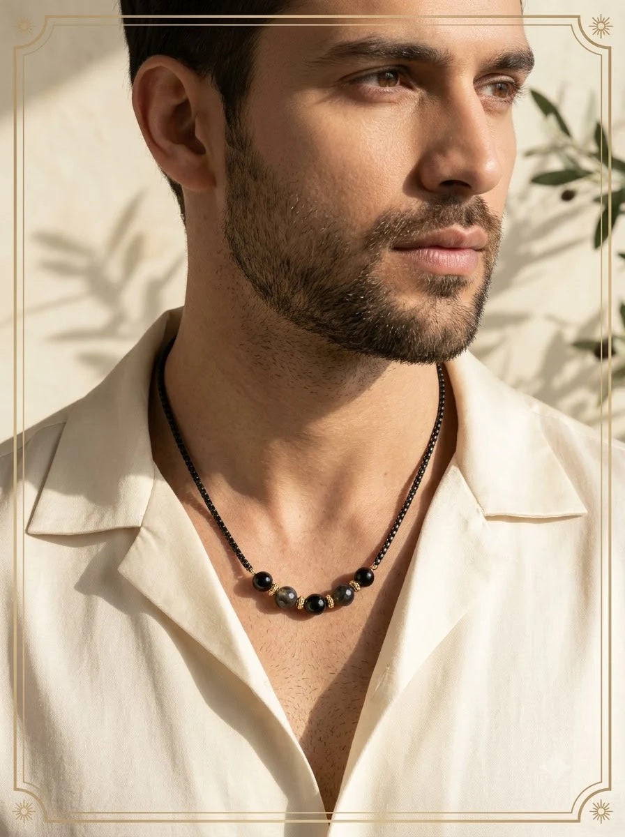 Male model wearing the Umbra Crystal Chain