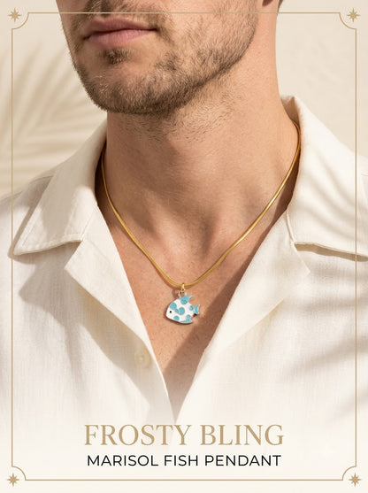 Male model wearing the Marisol Fish Pendant