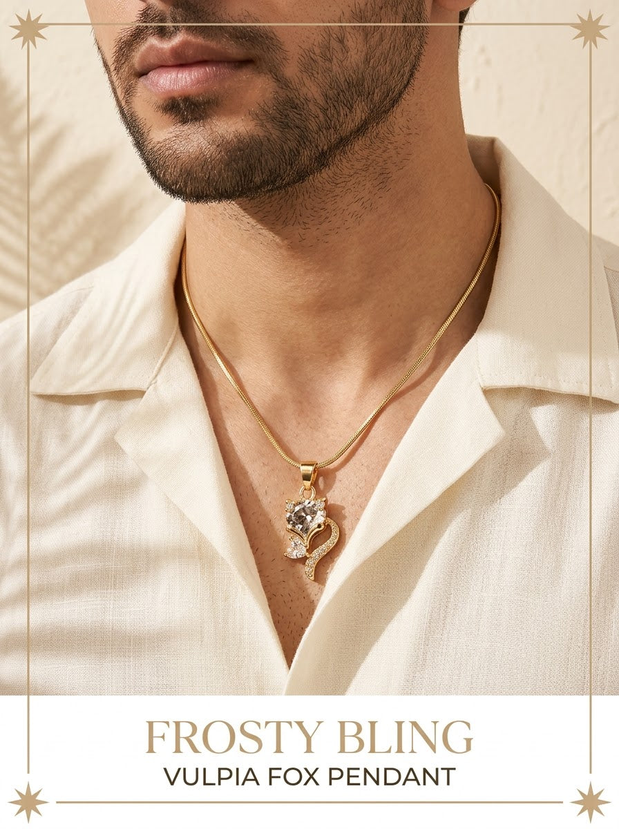 Male model wearing the Vulpia Fox Pendant
